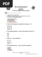 Ateneo de Zamboanga University: D. Logarithmic Function