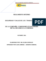 Reglamento Interno - Compañia Conexiones Ecuatoriana Metal Mecanica CEMEMSA