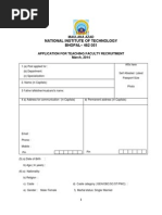 Format For The Application Form