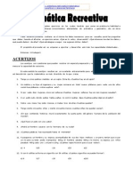 Matemática Recreativa, Acertijos y Relaciones Familiares