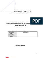 Programa de Derecho Civil 4 Universidad La Salle Bolivia 2009