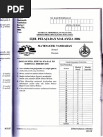 Additional Mathematics SPM P1 2006