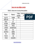 ACTIVIDADES DISLEXIA Palabras Con Una Sílaba Común