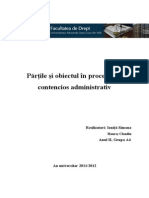 Părţile Şi Obiectul În Procesul de Contencios Administrativ