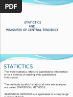 Statictics and Measures of Central Tendency