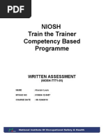 Niosh Train The Trainer Competency Based Programme: Written Assessment