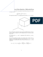 Conservation of Mass Equation - Di Erential Form