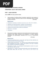 November 2012 J. Cloy Exam Questions and Model Answers Atmospheric Quality and Global Change