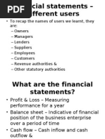 Financial Statements - Different Users & Perspectives - Session 2