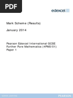 Mark Scheme (Results) January 2014: Pearson Edexcel International GCSE Further Pure Mathematics (4PM0/01) Paper 1