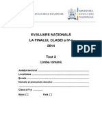 Subiecte Limba Romana - Test - 2 Evaluarea Nationala Clasa A IV-A