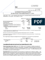 News & Information: Consolidated Financial Results For The Fiscal Year Ended March 31, 2014