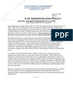 OMB Statement of Administrative Policy On State Medicaid Fraud