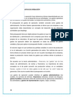 Presupuesto de Gastos de Operación