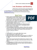 Electric Current, Resistance and Resistivity