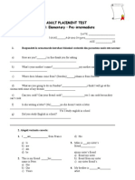 Adult Placement Test Level: Elementary - Pre-Intermediate