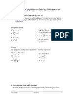 Worksheet On Exponential & Logarithm Differentiation