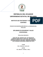 Analisis Del Manejo de Los Residuos Hospitalarios en El Area Del Servicio de Medicina Critica