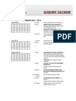 Academic Calendar 2013 - 2014: June 2013