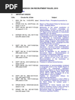 Handbook On Recruitment Rules, 2010: 1. 2. Important Orders S.No. Circular No. & Date Subject