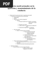 Psicología de La Motivación - Esquema-Resumen - Aspectos Motivacionales en La Aparición y Mantenimiento de La Conducta