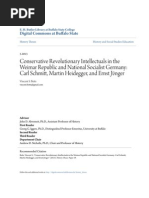 Conservative Revolutionary Intellectuals in The Weimar Republic and National Socialist Germany. Carl Schmitt, Martin Heidegger, and Ernst Jünger