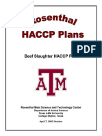 Beef Slaughter HACCP Plan: Rosenthal Meat Science and Technology Center