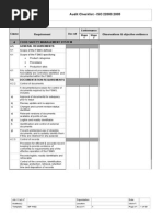 ISO 22000 Audit Checklist