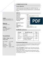 Curriculum Vitae Syed Tarique Jamil: Career Objective