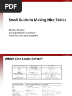 Small Guide To Making Nice Tables: Markus Püschel Carnegie Mellon University WWW - Ece.cmu - Edu/ Pueschel