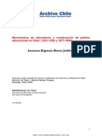 Movimientos de Educadores y Construccion de Politica Educacional en Chile