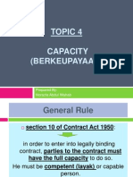 Topic 4 Capacity (Berkeupayaan) : Prepared By: Norazla Abdul Wahab