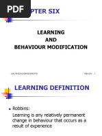 Chapter Six: Learning AND Behaviour Modification