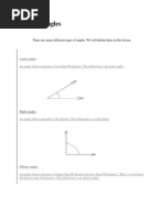 Types of Angles: There Are Many Different Types of Angles. We Will Define Them in This Lesson