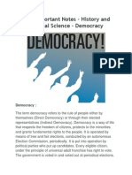 10th Important Notes - History and Political Science - Democracy