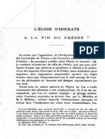 FLACELIERE (R.) - L'Éloge D'isocrate À La Fin Du Phèdre (Revue-Des-Etudes-Grecques-46-1933)