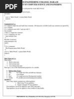 Department of Computer Science and Engineering: C++ Program Structure