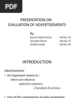 Presentation On Evaluation of Advertisements