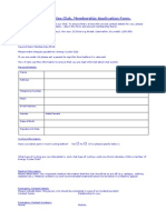 Energy Cycles Club, Membership Application Form