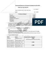 Estimated Expenses and Payment Schedule 2014-16