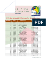 FIFA 2014 World Cup Fixture