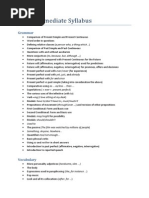 Pre Intermediate Syllabus