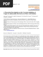 A Theoretical Investigation On The Corrosion Inhibition of Copper by Quinoxaline Derivatives in Nitric Acid Solution