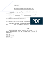 Affidavit of Service by Registered Mail