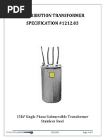 1212.03 15kV Submersible Transformer Specification