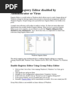 Enable Registry Editor Disabled by Administrator or Virus