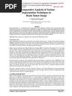 A Comparative Analysis of Various Segmentation Techniques in Brain Tumor Image