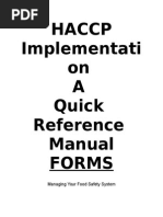 Forms - HACCP Implementation Manual