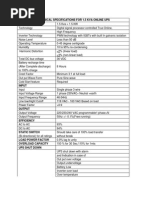 Technical Specifications For 1.5 Kva Online Ups