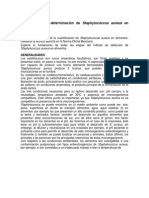 Método para La Determinación de Staphylococcus Aureus en Alimentos